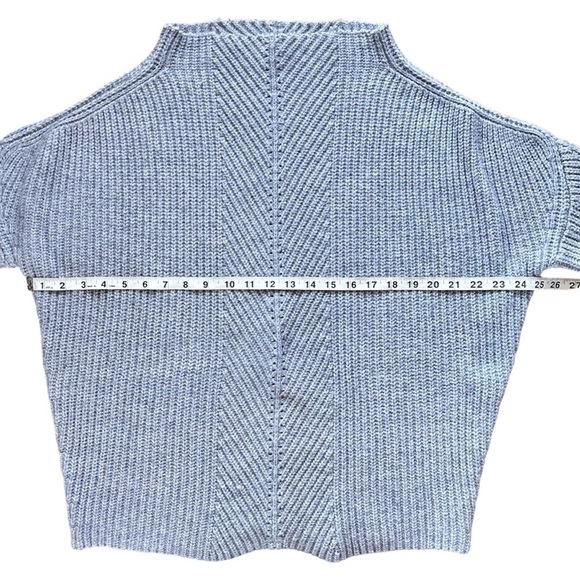 Maje Wool Blend Mock Neck Grey Ribbed Sweater - Picture 5 of 7